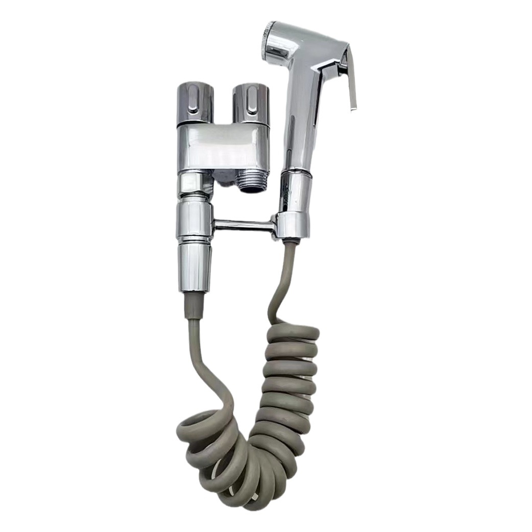 Electroplated Bathroom Toilet Companion Washer Toilet Cleaning Hand Spray Gun Double Tap suit Double Opening suit