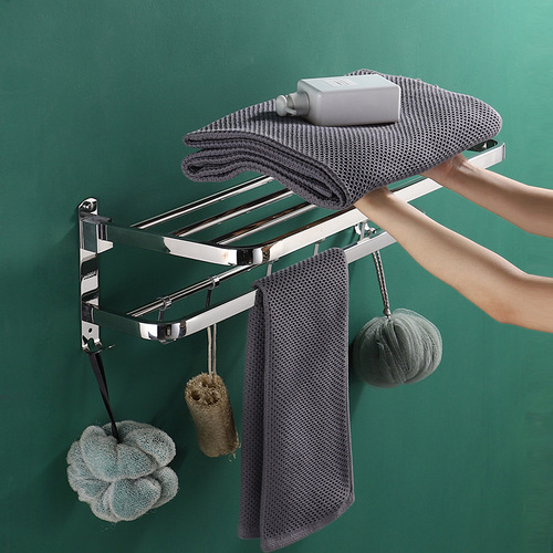 304 stainless steel towel rack bathroom towel rack storage rack no punching black towel bar wall hanging storage rack