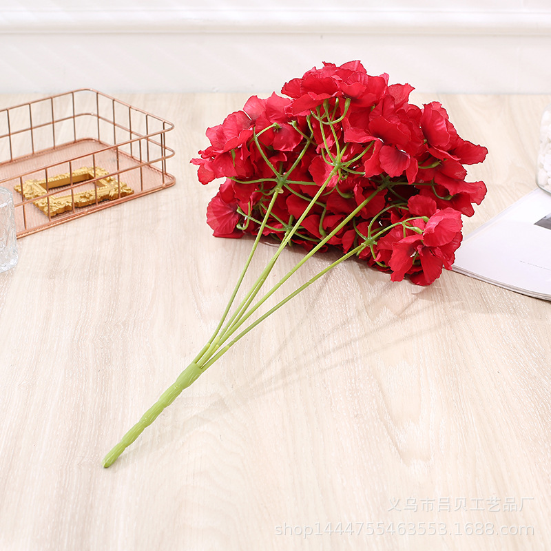 170g Weight White, Pink, Purple, Red, Blue Color Simulation Bouquet Hydrangea Wedding Fake Flower 1