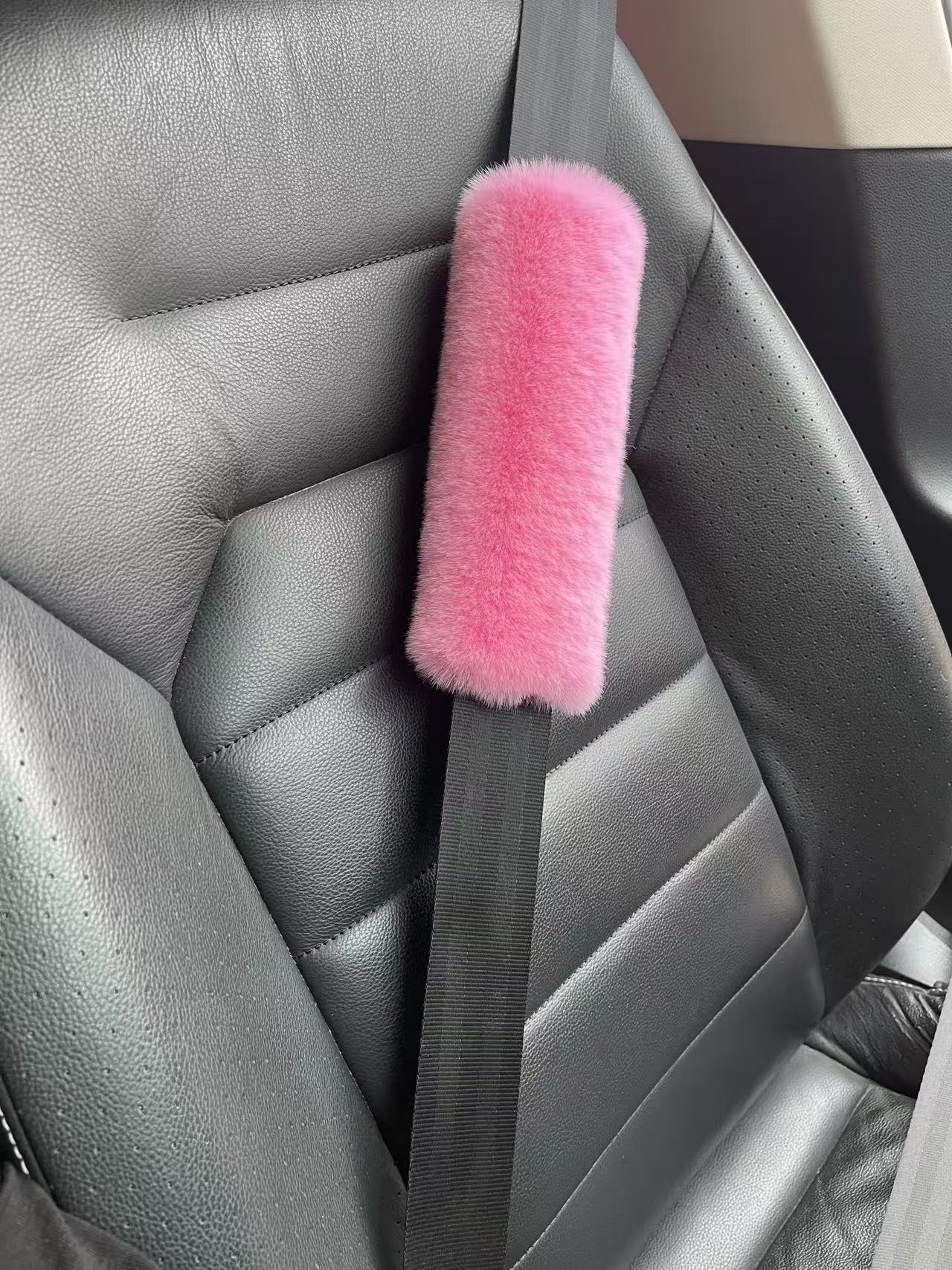 Car Seatbelt Shoulder Pads Imitation Rex Rabbit Fur Anti-Scratch Backpack Straps Children's Schoolbag Backpack Decorative Covers Decorative Pads