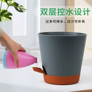 北欧简约树脂圆形塑料大小花盆室内阳台种花绿萝盆栽加仑青山花盆
