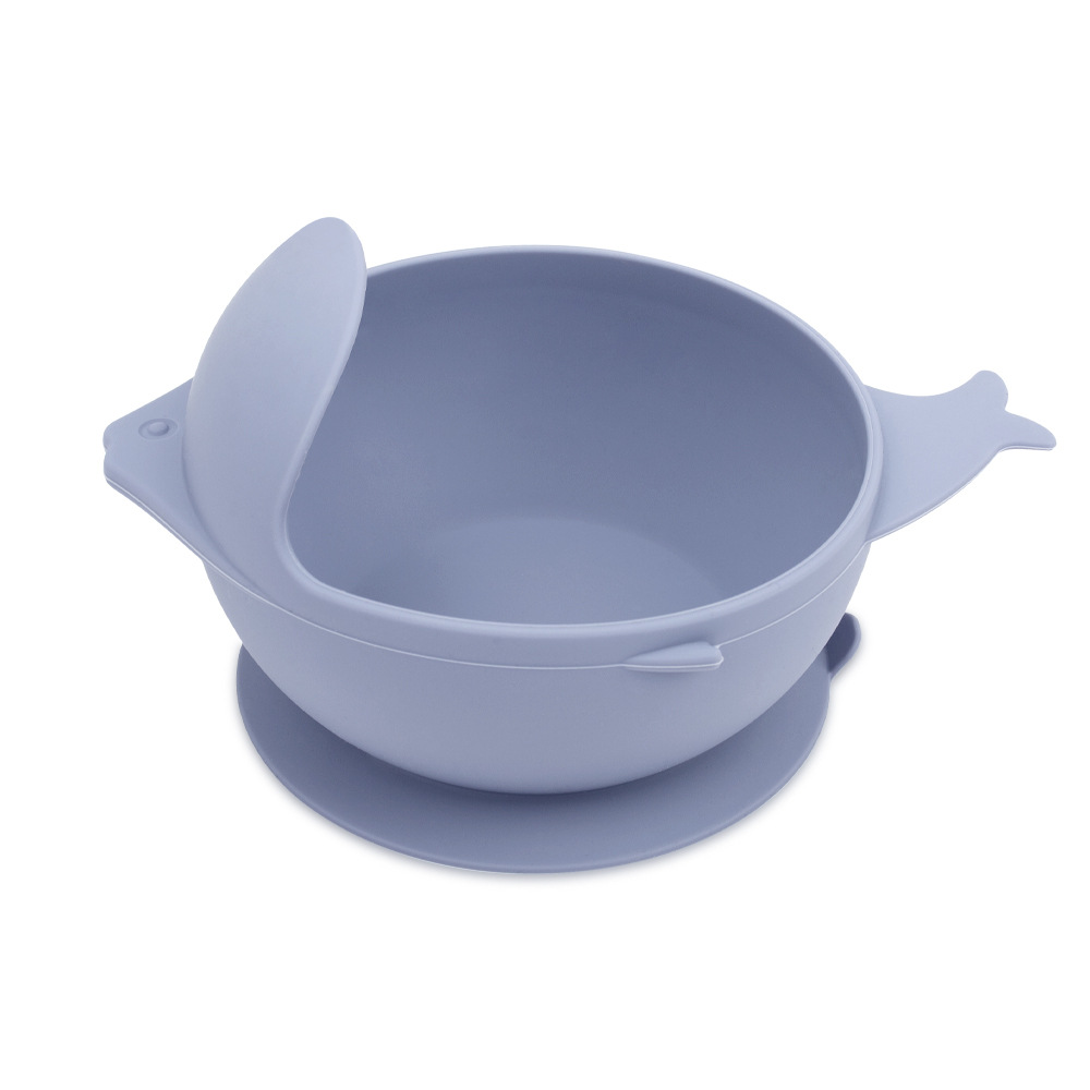 宝宝辅食碗 硅胶吸盘碗耐摔不变形卡通金鱼碗儿童吃饭硅胶训练碗