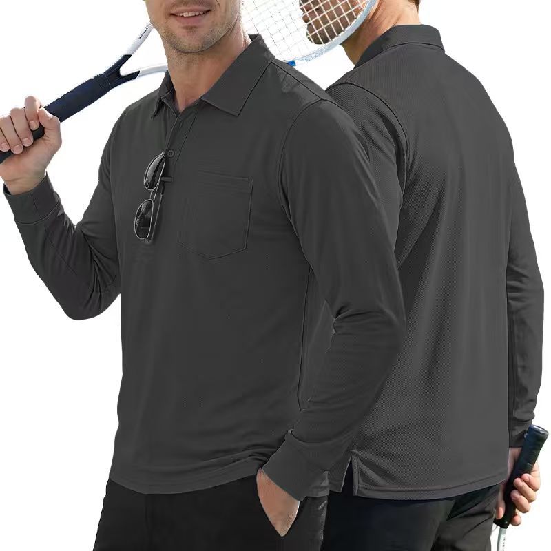 Transfronterizo Amazon manga larga camiseta suelta con collar camiseta hombre Europa y América otoño nuevo estilo al aire libre táctico polo hombre