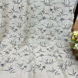 春夏新款棉麻双色绣花勾绳绣花布女装连衣裙童装窗帘家居服绣花面