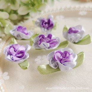 Two-Color Ribbon with Leafy Small Flowers DIY Leafy Rose Clothing Accessories Shoes and Hats Decoration Accessories Wholesale
