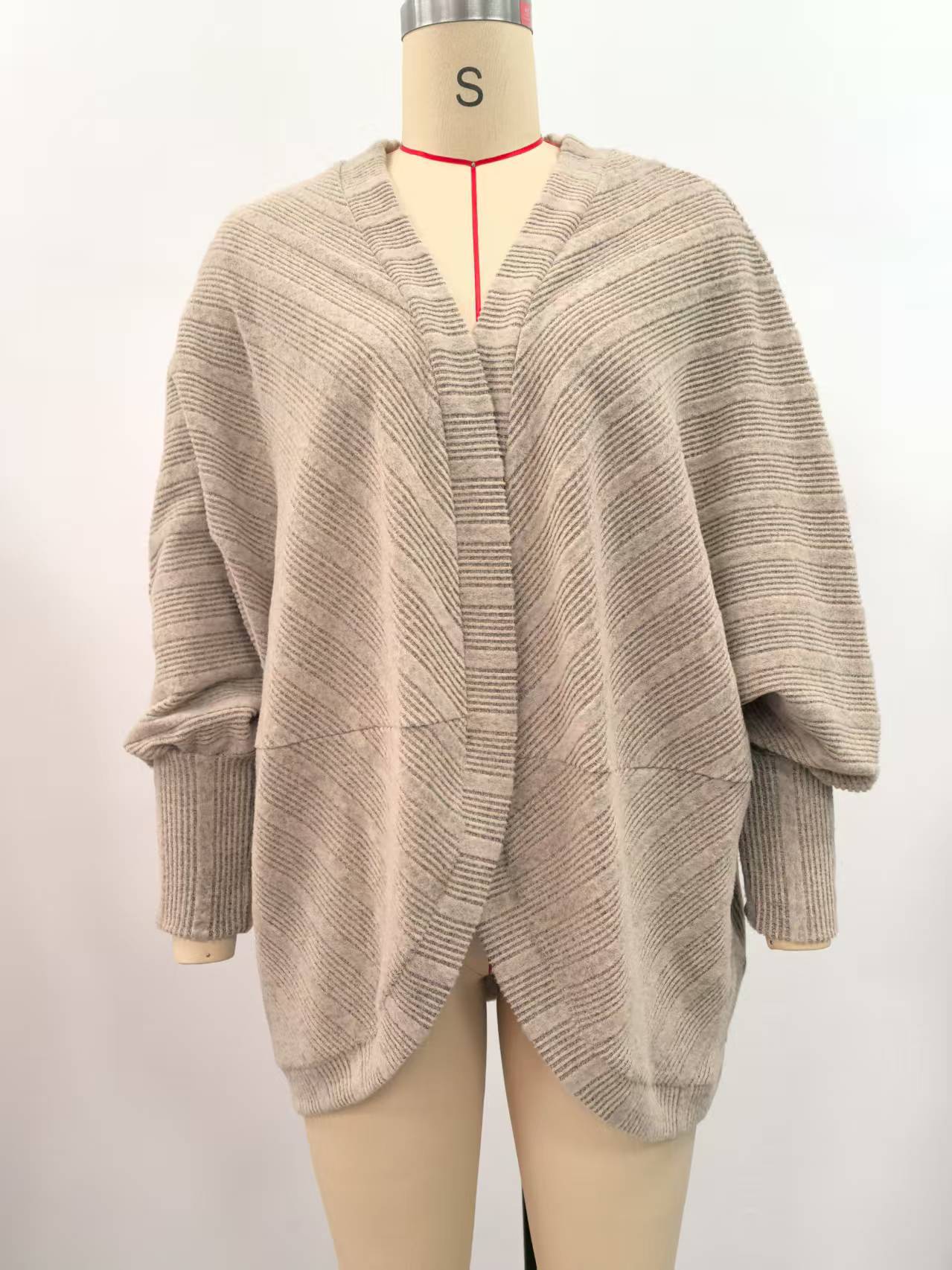 Oversized V-hals vest voor dames - Lange gebreide Coatigan (7 seizoenskleuren, S-XXL)_voghion.com