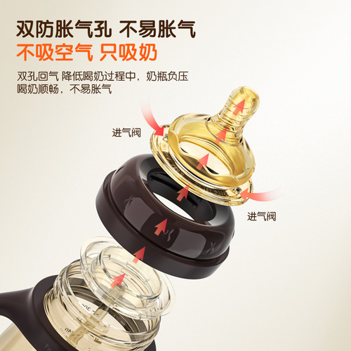 Baby bottle imitation breast milk newborn baby wide diameter PP bottle with handle baby straw bottle manufacturer wholesale