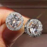 Heyin TEMU Горячие продажи круглые бриллиантовые серьги модные трансграничные европейские и американские женщины новые циркон серьги ювелирные изделия