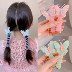 子供の巻き巻きの蝶々の電話線のヘアリングの女の子の高い馬尾の紐の高い弾力性の丈夫な皮の筋はお下げの頭を刺します。
