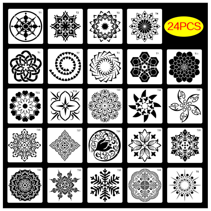 アマゾン曼荼羅絵画テンプレートmandala pet透かし彫りテンプレート壁面石diy装飾塗装|undefined