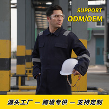 跨境外贸款100%棉工作服男焊工防烫劳保服耐磨汽修工地车间连体服