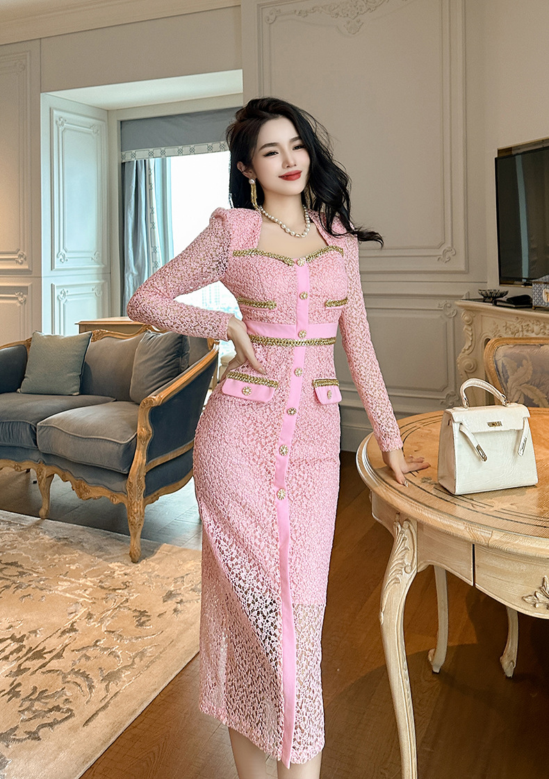 Đầm ren ôm body nữ cổ vuông phong cách Chanel — Hoa Anh Đào chi tiết 8