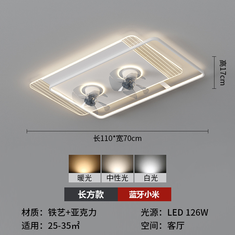 Minimalista, moderno, inteligente y cálido ambiente de ventilador de lámpara para toda la casa, combinación de lámparas y luminarias de la atmósfera de la sala de estar del dormitorio