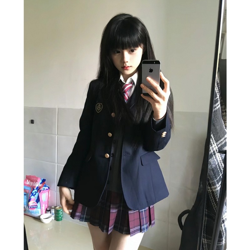 日系JK制服圣研高西装女秋学院风三粒扣原创西服外套美拉德上衣|undefined