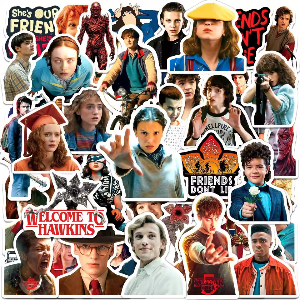 60 pieces of cross-border popular Stranger Things stickers for phone cases, tablets, luggage, waterproof decoration, planner, and stationery