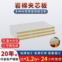 工厂防火岩棉复合板定制隔热吊顶夹芯板50厚厂房车间隔断墙彩钢板