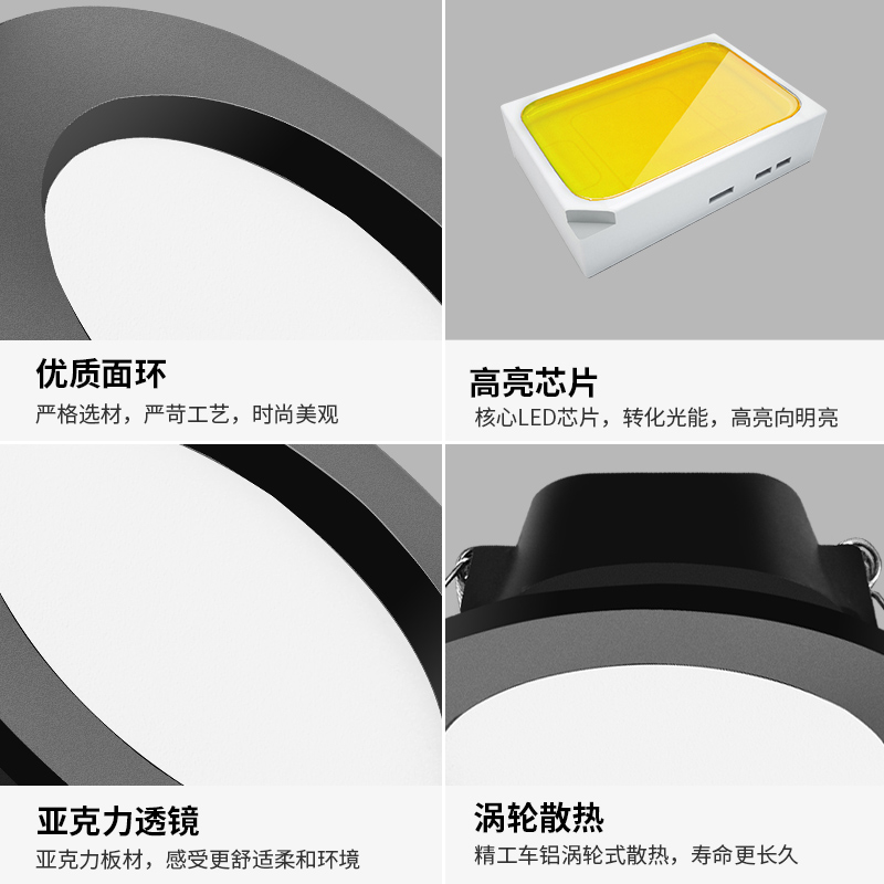 블랙 LED 다운 라이트 5W9W12W18 와트 스포트라이트 임베디드 미국 천장 조명 가구 오프닝 7CM12CM