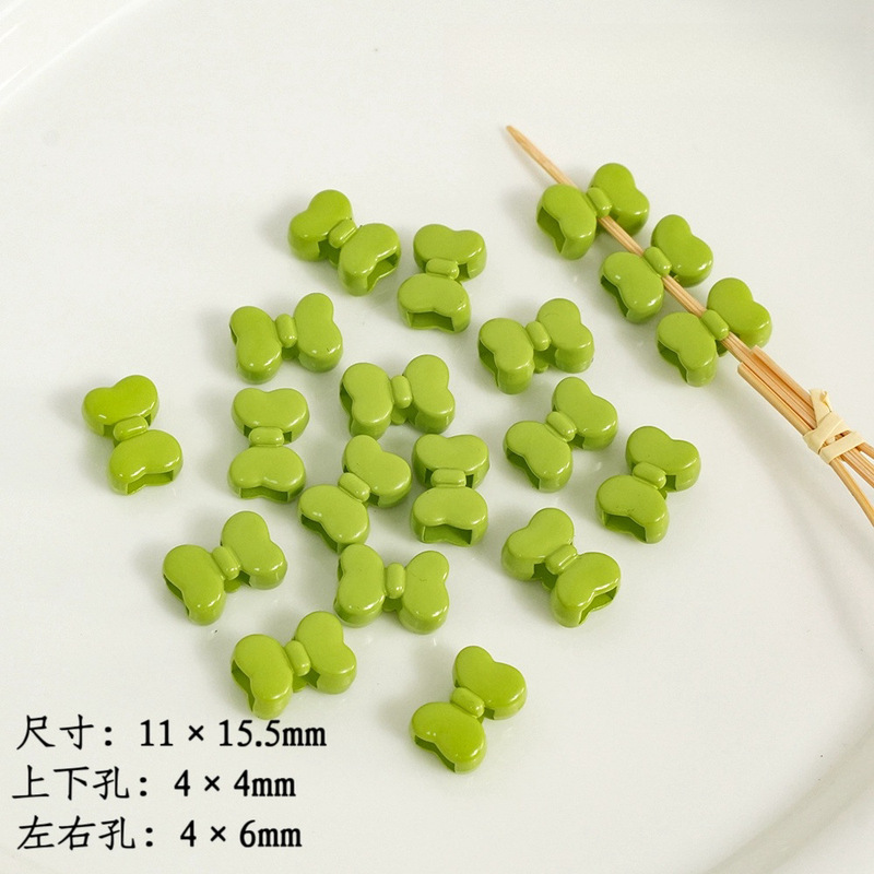 高荷クリーム色焼き漆ちょう結び四通ピアスビーズdiy携帯電話チェーンキーホルダー材料アクセサリー部品|undefined