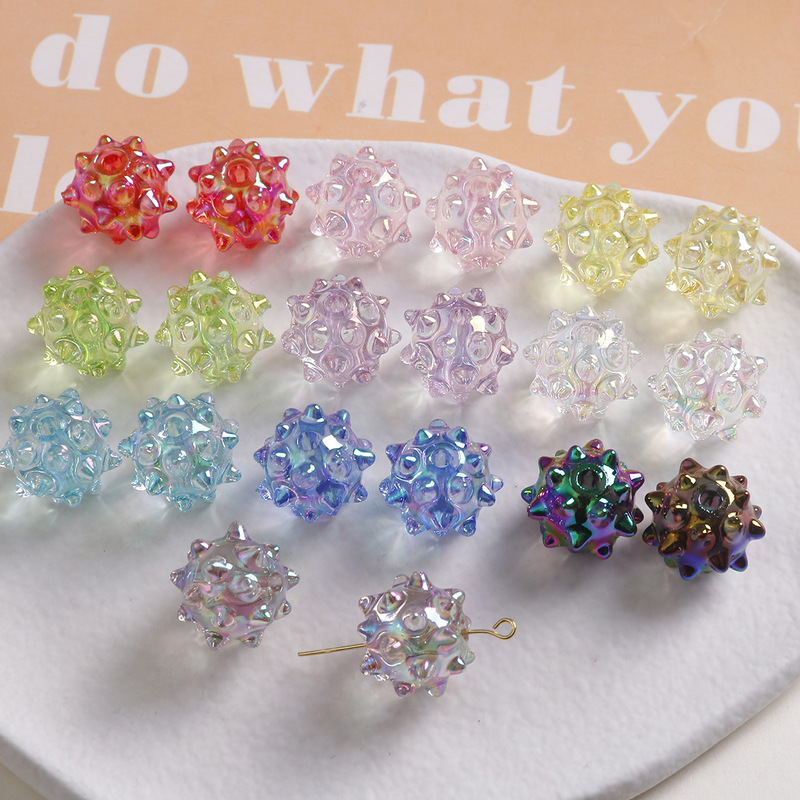 AB Plated Color Fantasy Bright Surface Churchill Ball Perforated Beaded Loose Bead Earrings for Women DIY Jewelry Handmade Material Accessories AB Plated Color Fantasy Bright Surface Churchill Ball Perforated Beaded Loose Bead Earrings for Women DIY Jewelry Handmade Material Accessories