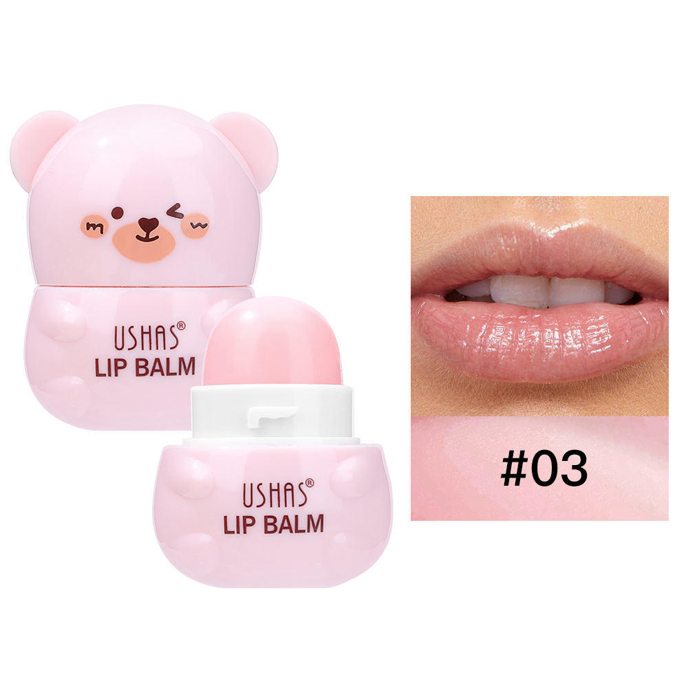USHAS Bálsamo labial de punto transfronterizo europeo y americano Bálsamo labial hidratante y nutritivo Bálsamo labial de oso de color brillante UC127