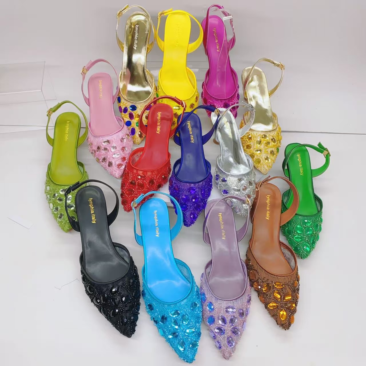 Zapatos de diseño italiano de alta gama para bodas, zapatos de mujer, encaje de diamante de verano, sandalias de talón alto