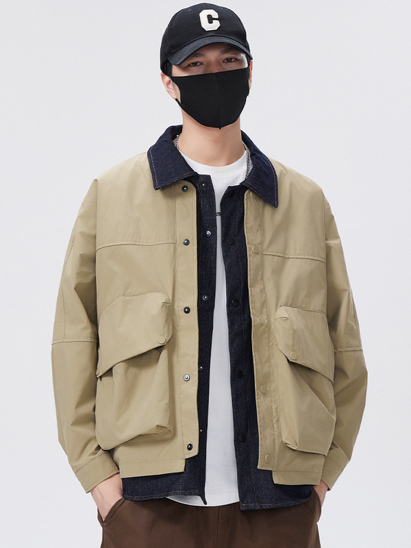 Stitching Fake Two-Piece Jacket Men's Spring and Autumn 2025 New Wide Version Fashionable Casual Designer Men's Work Jacket