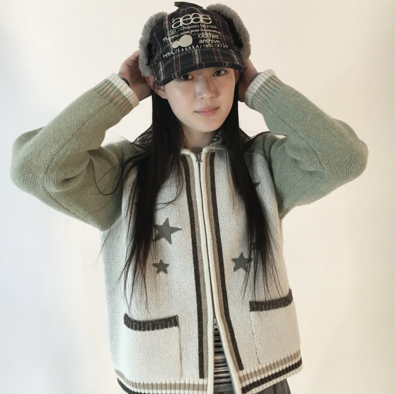 Star Embroidery Lapel Sweater with Color-Blocking Zipper Cardigan Knitwear Jacket for Women Autumn/Winter Star Embroidery Lapel Sweater with Color-Blocking Zipper Cardigan Knitwear Jacket for Women Autumn/Winter