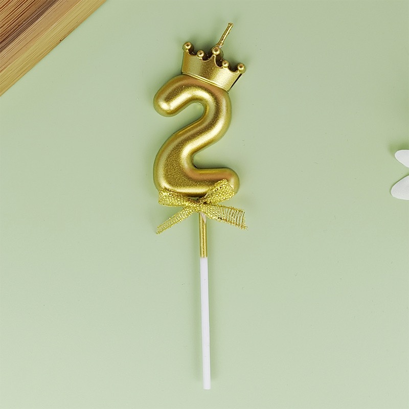 Velas digitales de corona de oro, velas de pastel de fiesta de corona de color, velas de cumpleaños para niños, adultos, en stock al por mayor