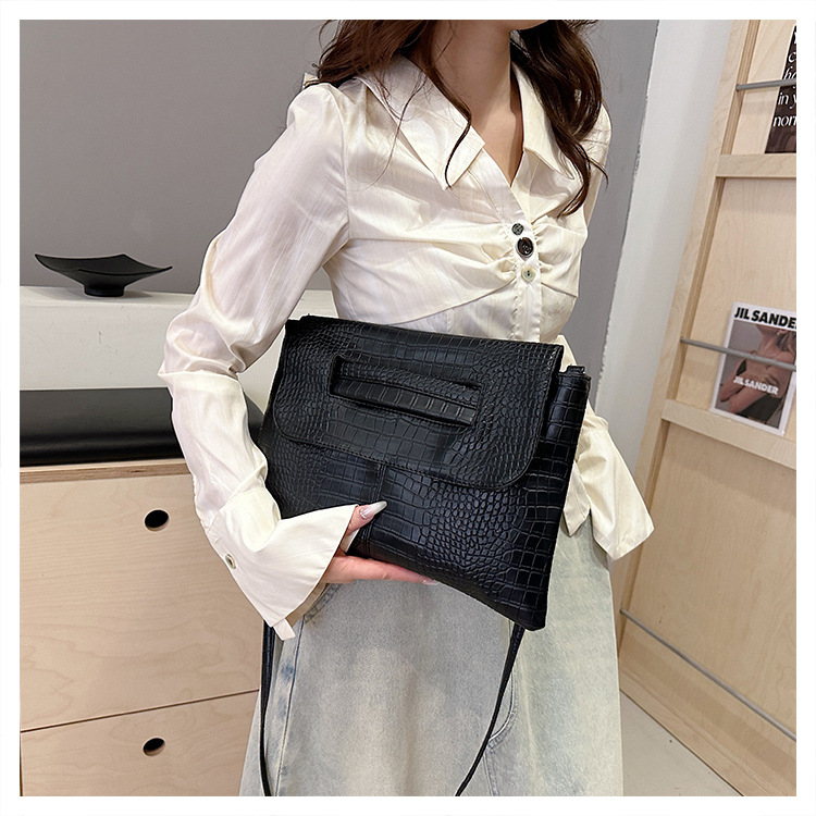 New cross-border foreign trade crocodile pattern strap clutch bag, large-capacity file bag, storage bag, official document bag, crossbody bag undefined
