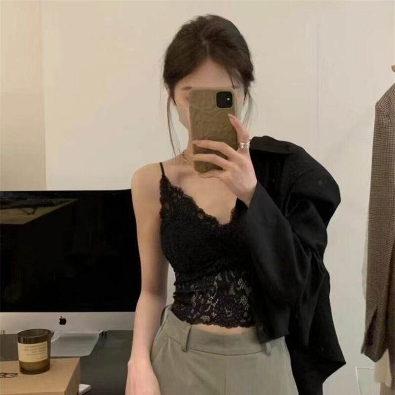 迎语馨度假蕾丝蕾丝美背吊带外穿内搭背心带胸垫文胸一体式内衣|undefined