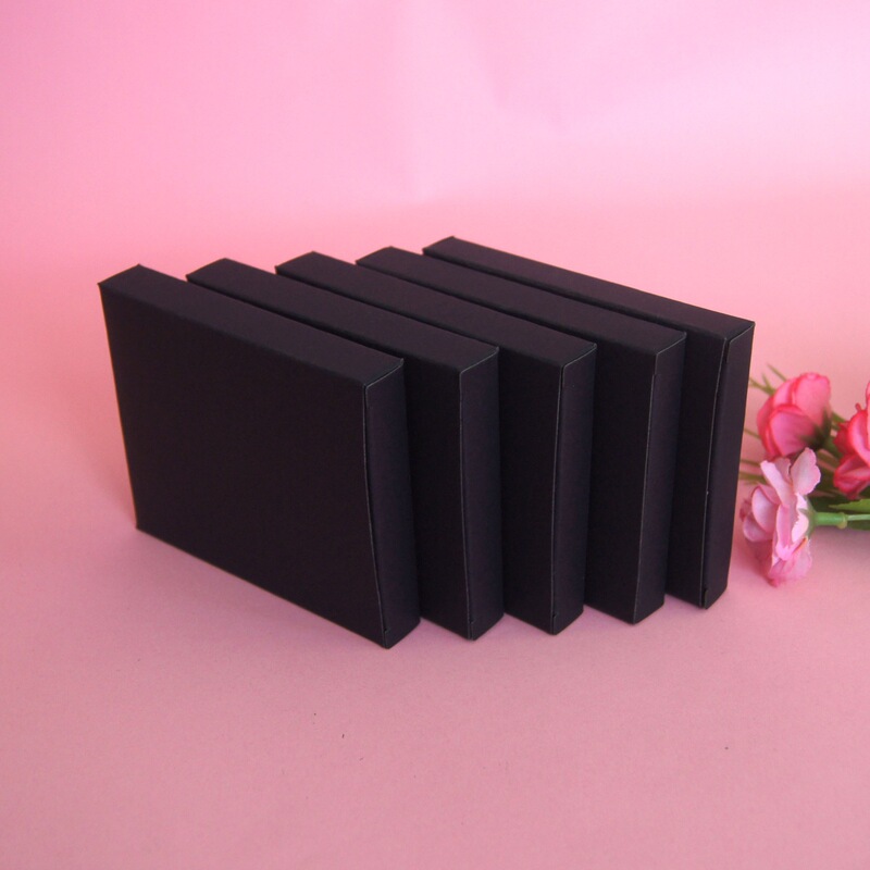 Black Cardboard Box Spot Universal Cross-border Blank Small Black Box Wholesale Black Packaging Box Hot Stamping and Silver Making