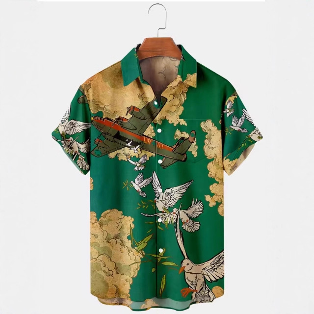 Men's 3D Short Sleeve Shirt Combat Shirt Button Printed Chest Design New Fashion Spring Summer 2025 Short Sleeve Shirt Men's 3D Short Sleeve Shirt Combat Shirt Button Printed Chest Design New Fashion Spring Summer 2025 Short Sleeve Shirt