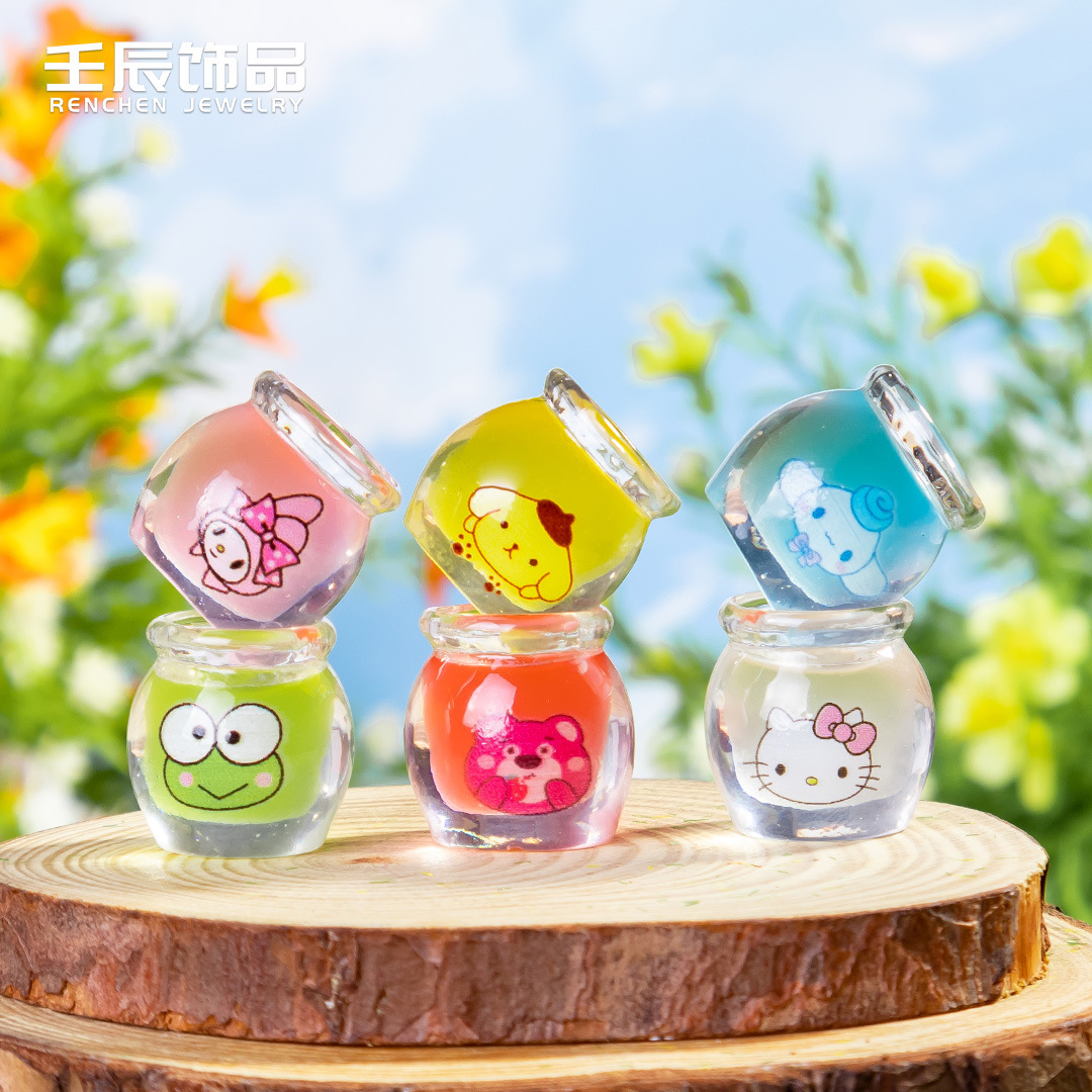 Cartoon Mini Honey Pot Luminous Sanrio Stereo Accessories Handmade Cream Glue Accessories Resin DIY Jewelry Hairpin