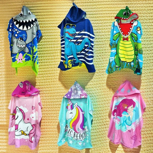 Special for cross-border baby hooded wearable bath towel cartoon absorbent quick-drying lint children's cape cape bathrobe