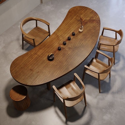 3L solid wood large panel tea table and chair set minimalist modern tea console balcony curved tea brewing table conference table large tea