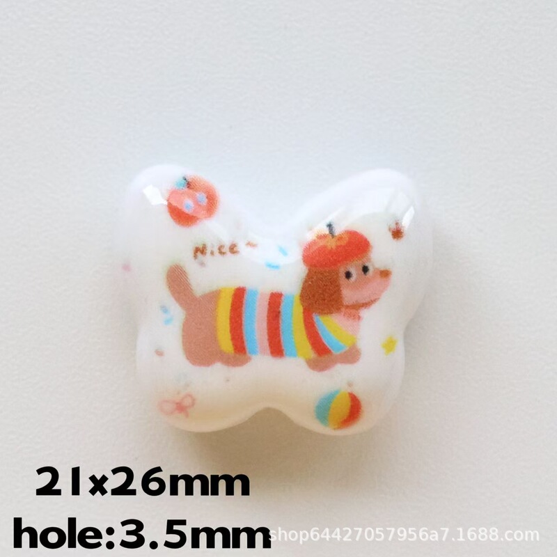 炫彩UV印花蝴蝶图案散珠diy手机链手链链条串珠饰品配件|undefined
