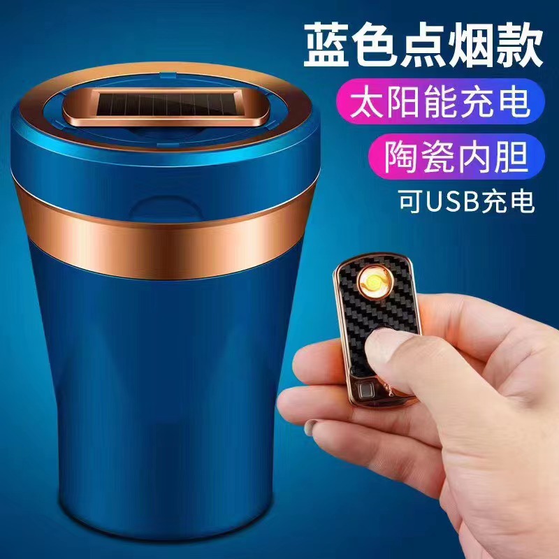 Car Ashtray Air Outlet Hanging Type with Cover Led Light Universal Ashtray in Car Personalized Creative Multi-Function