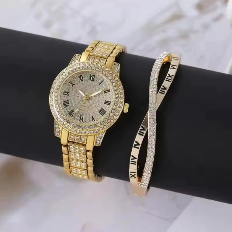 Casual Bracelet and Quartz Watch Set, Fashion Jewelry, Multiple Colors, 23.5 cm