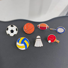 韩版新款卡通体育用品胸针足球篮球合金烤漆胸花学生牛仔包包领针