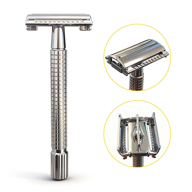 Metal Handle Old-Fashioned Razor Butterfly-Style Razor Men's Manual Razor