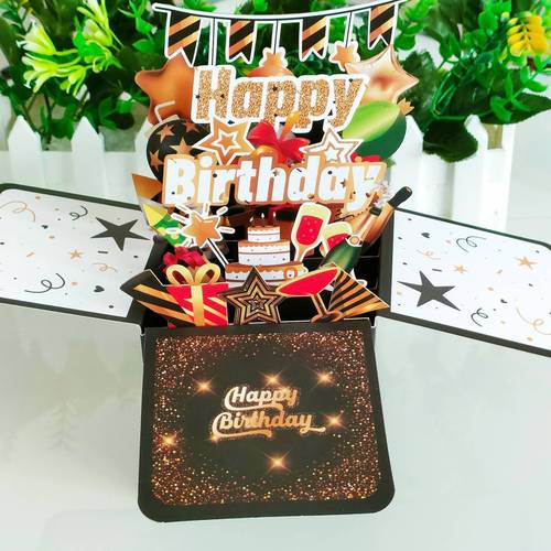 Happy Birthday 3D Pop-Up Box: Creative Handmade Hollowed-Out Paper Sculpture for a Unique Birthday Card