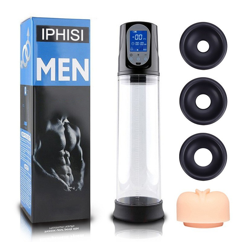 IPHISI LCD spa Taza eléctrica pene bomba masculina Ampliación de carga juguetes sexuales ejercitador juguetes adultos del sexo
