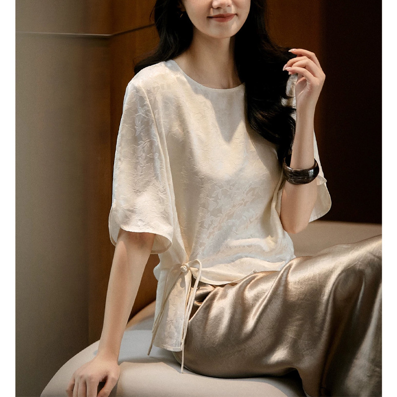 Dây buộc tóc nơ satin trắng ngọc trai — ngọc trai trắng chi tiết 5