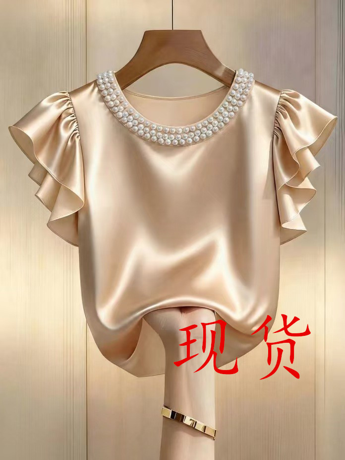 elegant design summer shirt with a round collar
