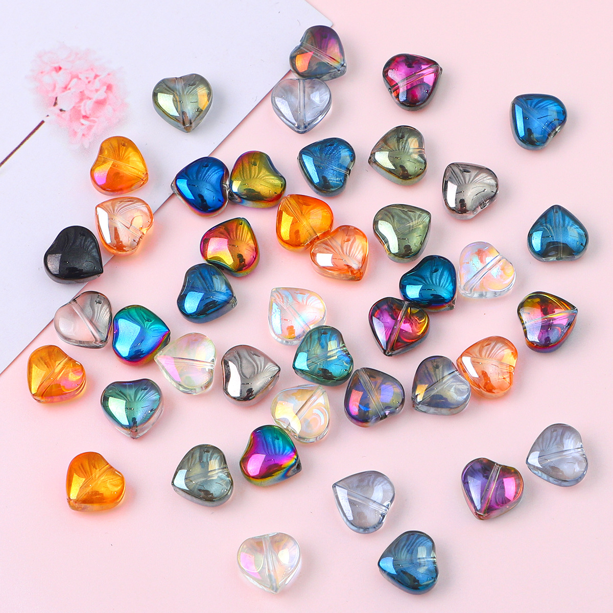 20 Pieces Glass Heart Shape Beads display picture 3