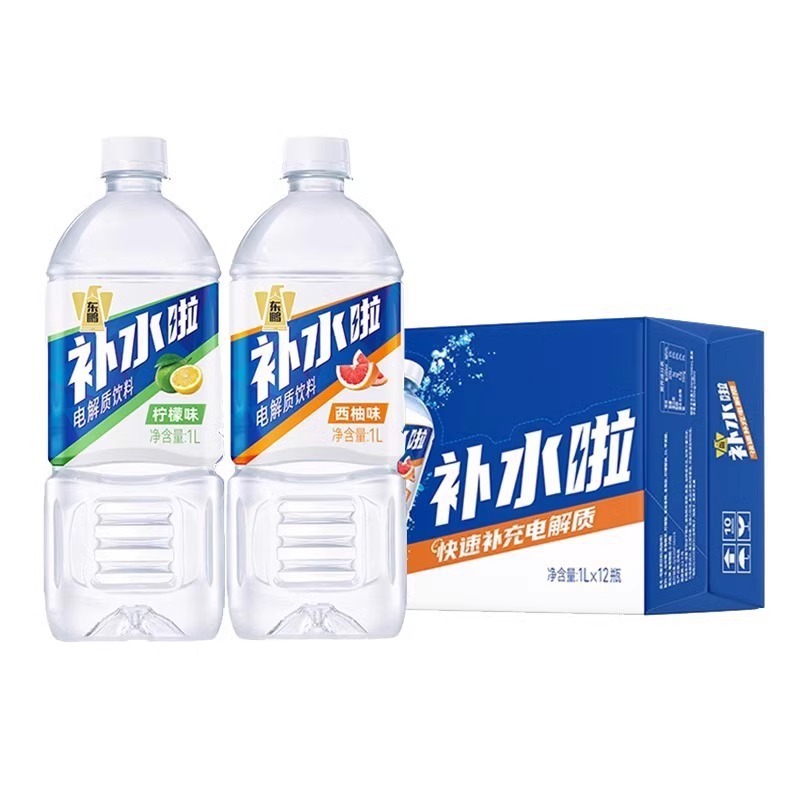 东鹏补水啦1L*12大瓶整箱装电解质水柠檬西柚味运动健身饮料一升|undefined