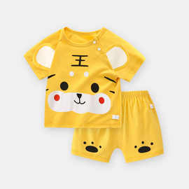 宝宝套装可爱超萌夏季短袖荃棉薄款婴儿衣服外出儿童衣服套装夏装