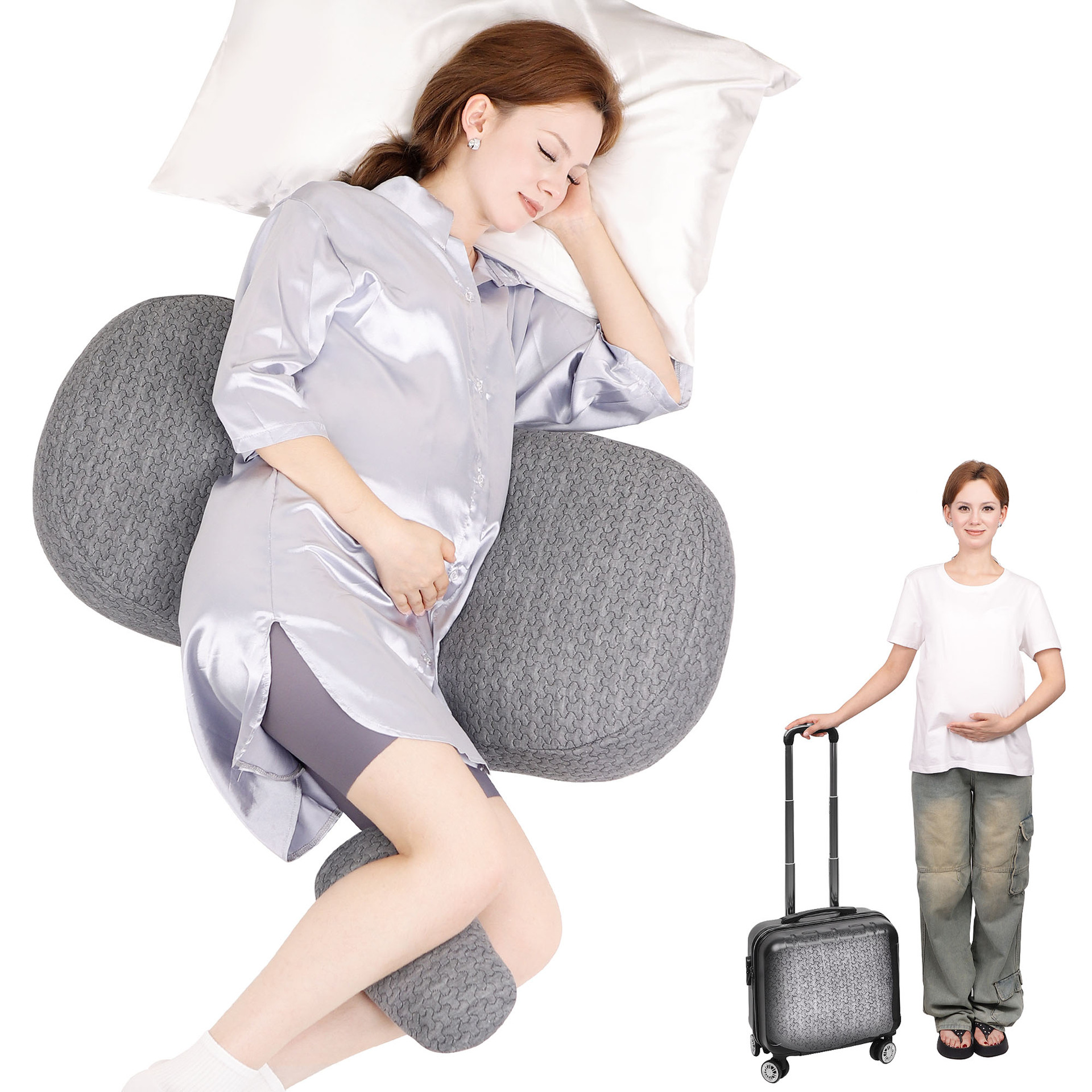 Cross-Border Maternity Lumbar Support Pillow, Multifunctional U-Shaped Side Sleeping Pillow, Pure Cotton Side Sleeping Pillow for Pregnancy, Abdominal Support for Pregnant Women