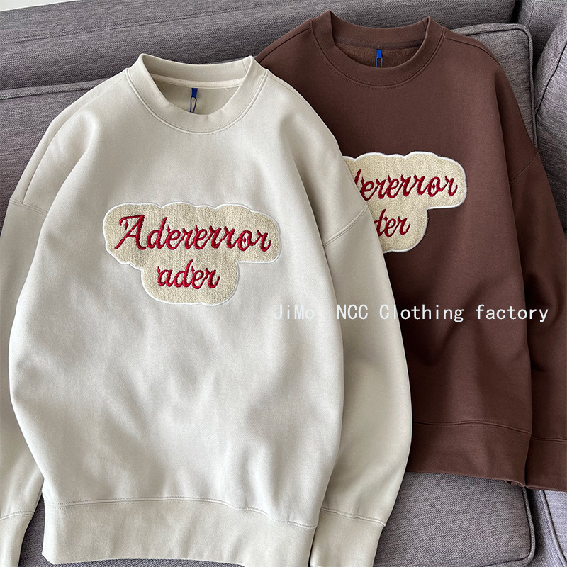 ADER 22 Autumn and winter new pattern Retro Embroidery Plush Sweater Easy T-shirts Long sleeve jacket A small minority ins tide