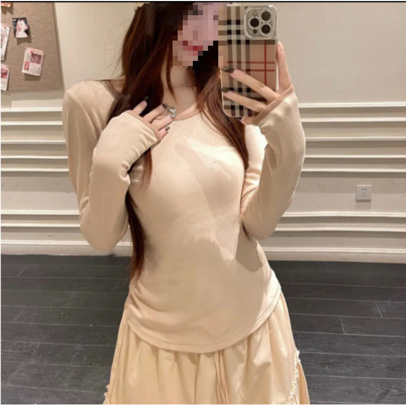 小众长袖T恤蝴蝶结绑带针织衫外套温柔风套装女春季半身裙三件套|undefined